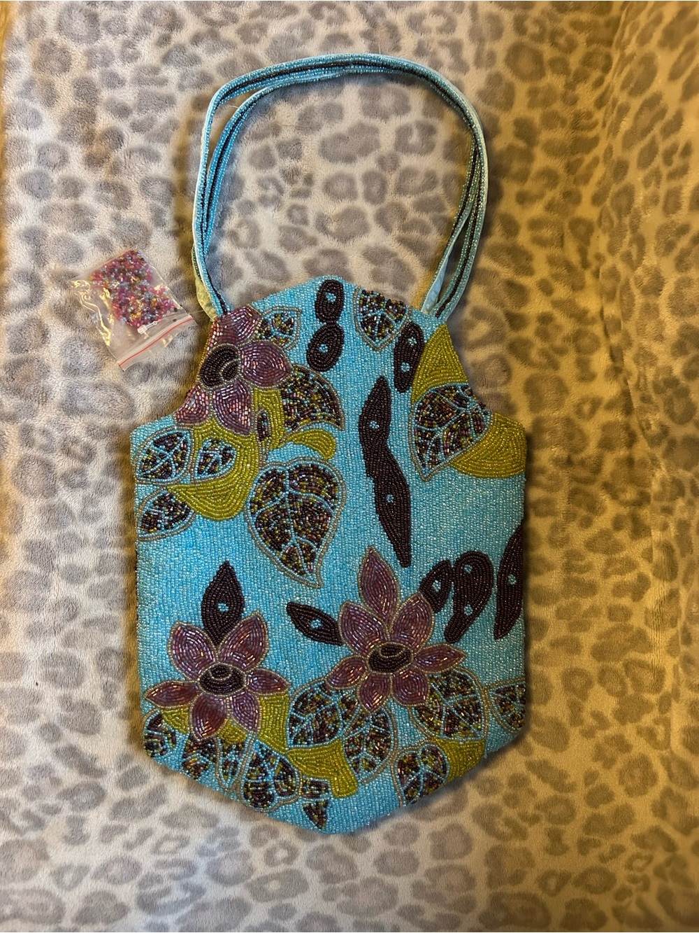 Chan Luu Turquoise Beaded Floral Satchel